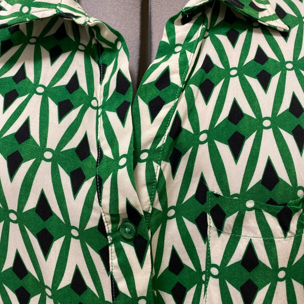 DEX Geometric Print Collared Long Sleeve Button Up Women’s Blouse size X - Picture 4 of 11